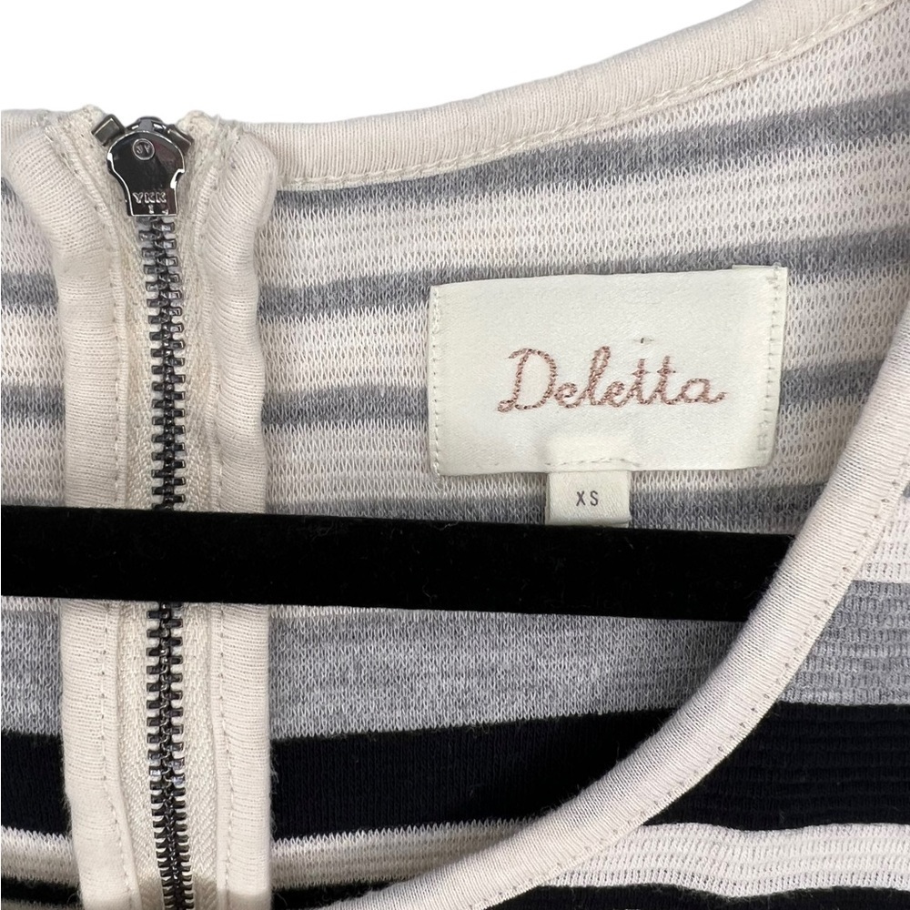Anthropologie Deletta Striped Tunic High Low Hem Cream Black Grey Size‎ XS-M - Picture 3 of 5